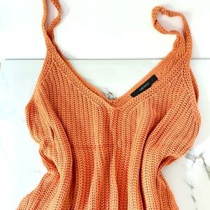 Orange knit cropped tank top